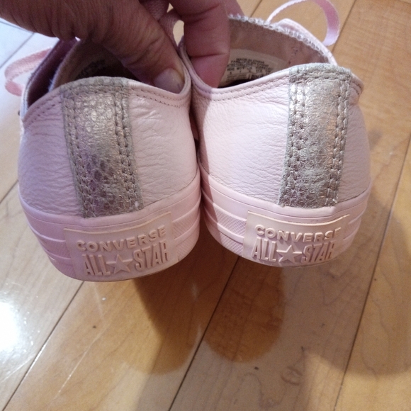Converse all star sneakers in pink leather with rose gold metal accents - Picture 6 of 8